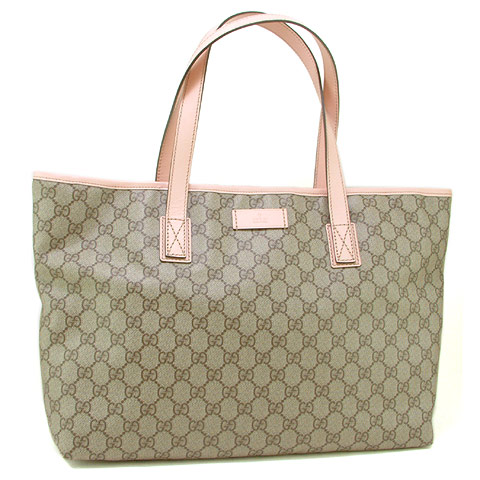 Authentic Gucci GG Brown Large Tote Bag 211120 Pink